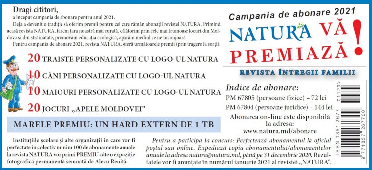 Campania de abonare 2021: NATURA vă premiază!